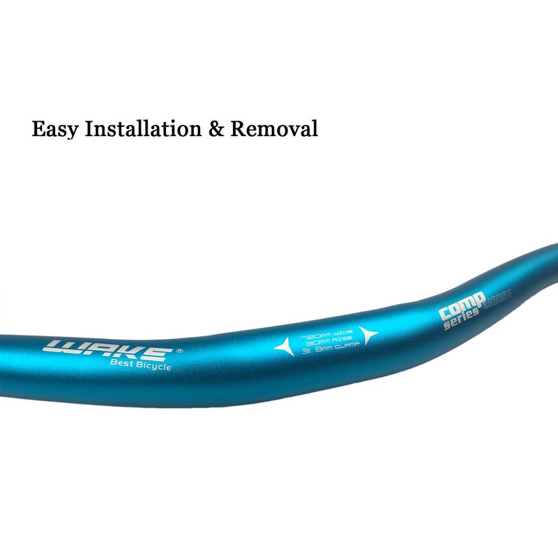 BNVB Wake 31.8mm MTB Mountain Bike Handlebar, Aluminum Alloy Mountain Bike Bicycle Riser Handlebar Extra Long 720/780mm with Paint Matte Surface (Blue, 720mm) - Image 4